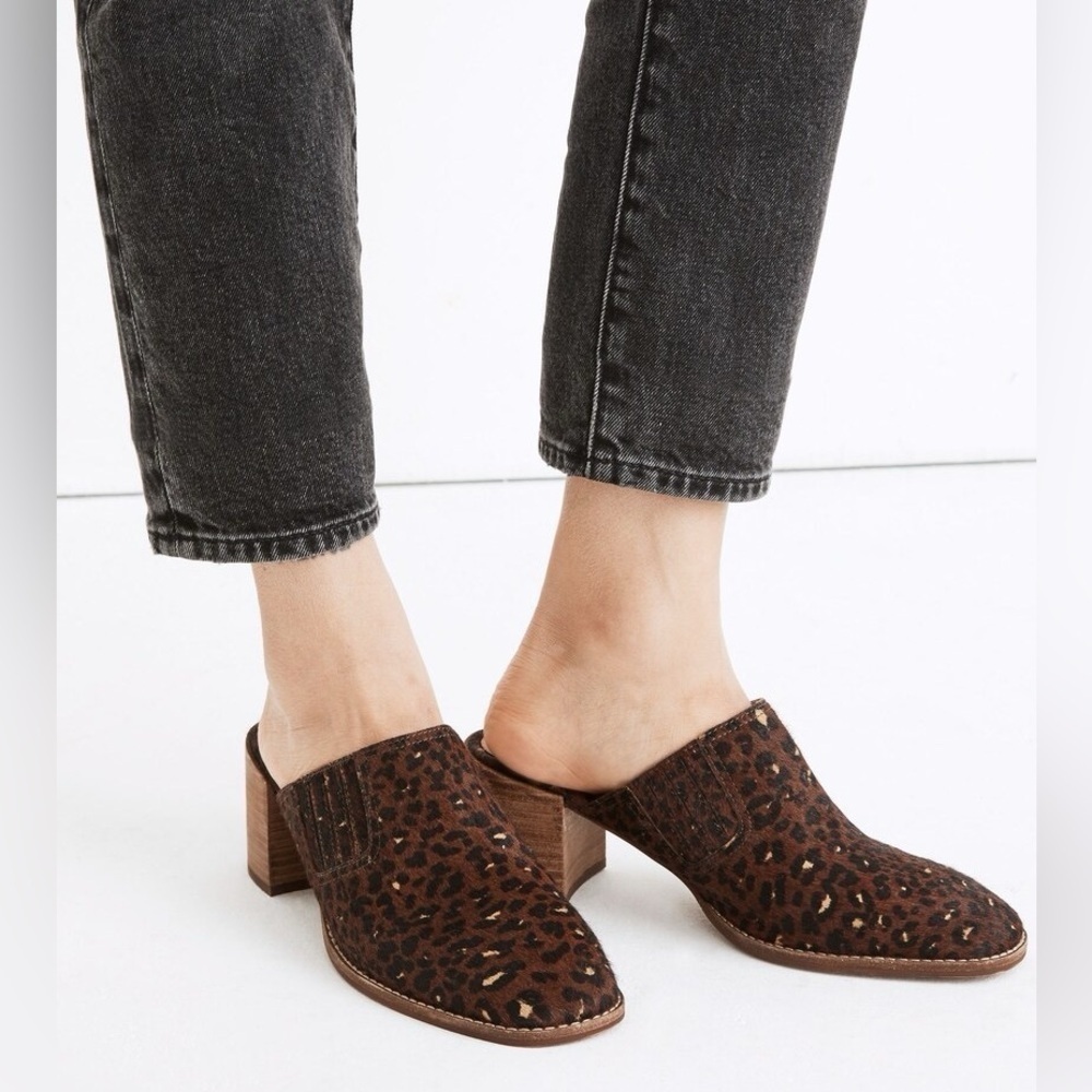 Madewell The Carey Mule in Painted Leopard Calf Hair, Size 7 - Picture 2 of 9